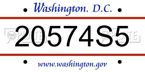 20574S5 District Of Columbia License Plate