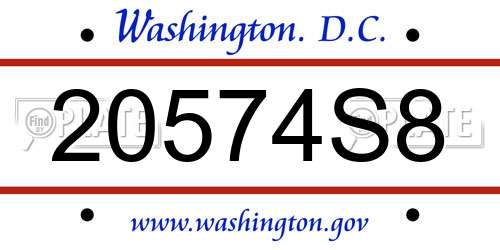 20574S8 District Of Columbia License Plate
