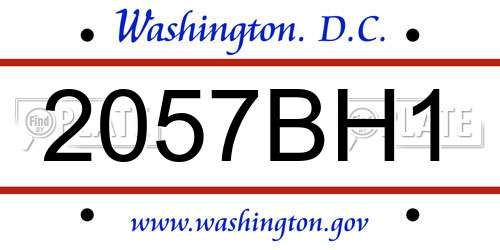 2057BH1 District Of Columbia License Plate