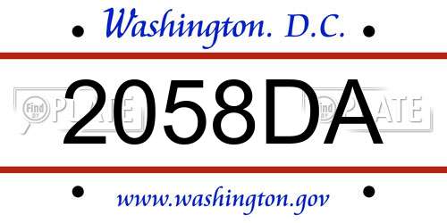 2058DA District Of Columbia License Plate