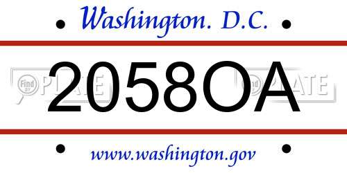 2058OA District Of Columbia License Plate