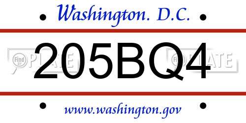 205BQ4 District Of Columbia License Plate