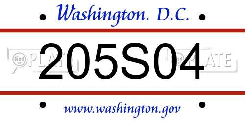 205S04 District Of Columbia License Plate