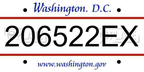 206522EX District Of Columbia License Plate