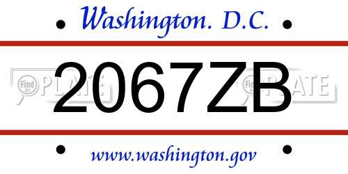 2067ZB District Of Columbia License Plate