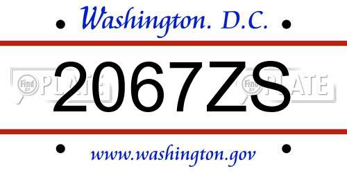 2067ZS District Of Columbia License Plate