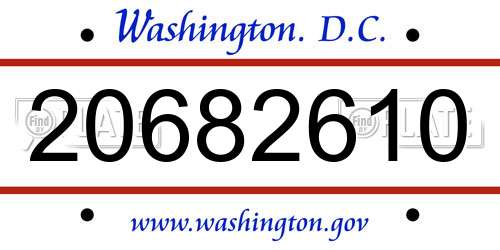 20682610 District Of Columbia License Plate