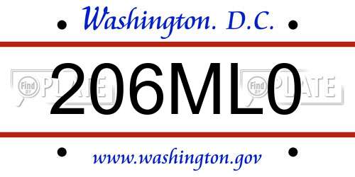 206ML0 District Of Columbia License Plate