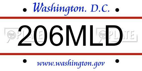 206MLD District Of Columbia License Plate