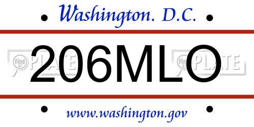 206MLO District Of Columbia License Plate