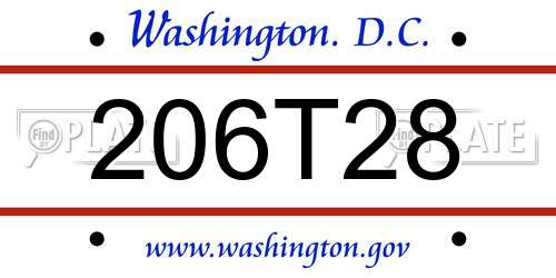 206T28 District Of Columbia License Plate