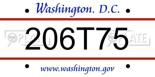 206T75 District Of Columbia License Plate