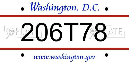 206T78 District Of Columbia License Plate