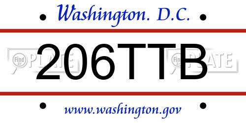 206TTB District Of Columbia License Plate