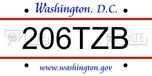 206TZB District Of Columbia License Plate