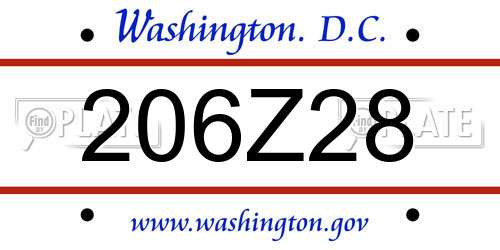 206Z28 District Of Columbia License Plate