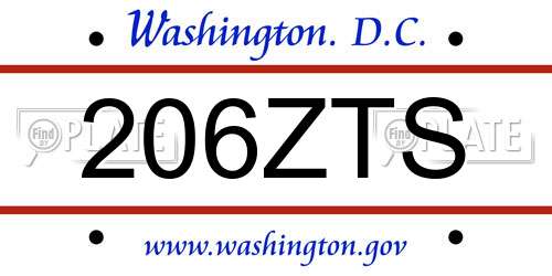 206ZTS District Of Columbia License Plate