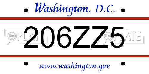 206ZZ5 District Of Columbia License Plate