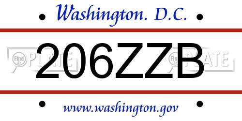 206ZZB District Of Columbia License Plate