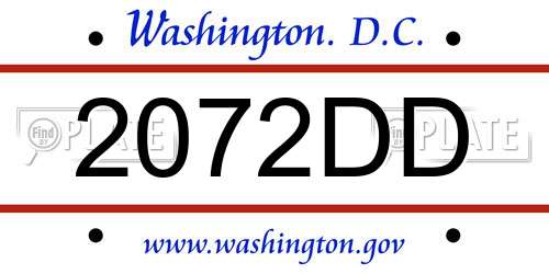 2072DD District Of Columbia License Plate