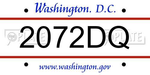 2072DQ District Of Columbia License Plate