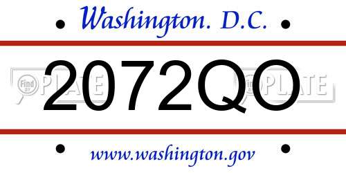 2072QO District Of Columbia License Plate