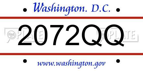 2072QQ District Of Columbia License Plate