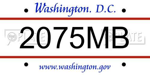 2075MB District Of Columbia License Plate