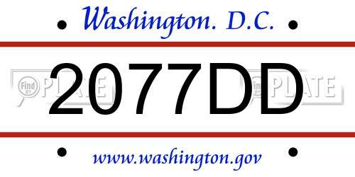 2077DD District Of Columbia License Plate