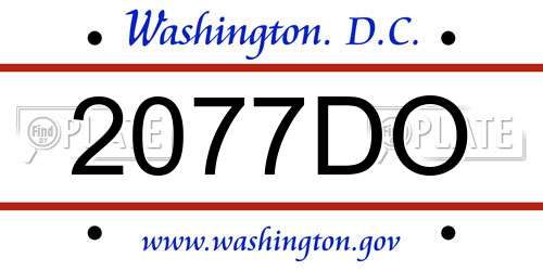 2077DO District Of Columbia License Plate