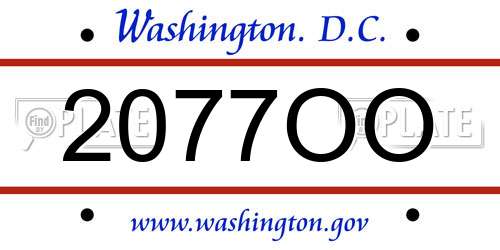 2077OO District Of Columbia License Plate
