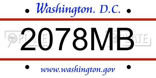 2078MB District Of Columbia License Plate