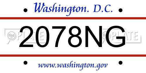 2078NG District Of Columbia License Plate