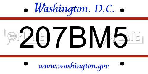 207BM5 District Of Columbia License Plate