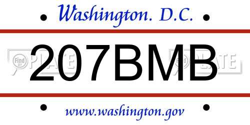 207BMB District Of Columbia License Plate