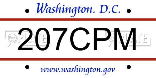 207CPM District Of Columbia License Plate