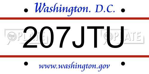 207JTU District Of Columbia License Plate