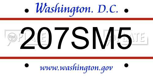 207SM5 District Of Columbia License Plate