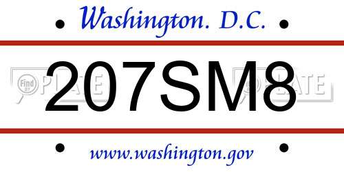 207SM8 District Of Columbia License Plate