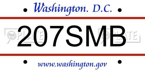 207SMB District Of Columbia License Plate