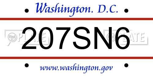 207SN6 District Of Columbia License Plate