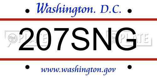 207SNG District Of Columbia License Plate