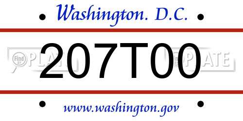 207T00 District Of Columbia License Plate