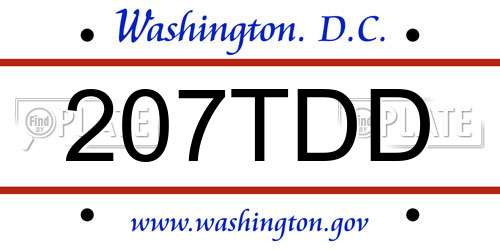 207TDD District Of Columbia License Plate