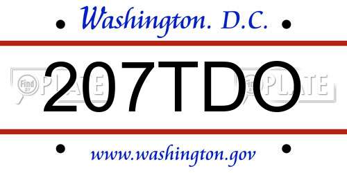 207TDO District Of Columbia License Plate