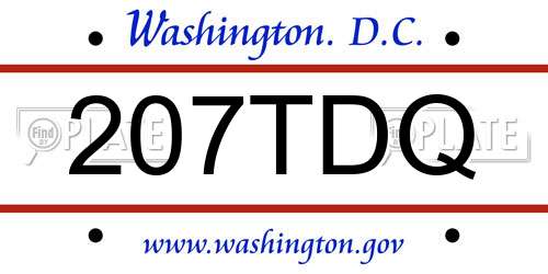 207TDQ District Of Columbia License Plate