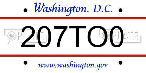 207TO0 District Of Columbia License Plate
