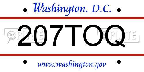 207TOQ District Of Columbia License Plate