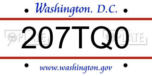 207TQ0 District Of Columbia License Plate