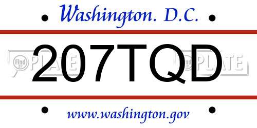 207TQD District Of Columbia License Plate